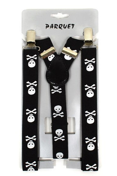 Men's Skull Crossbones Clip-on Suspenders