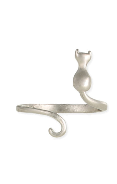 Around Your Finger Cat Wrap Silver Ring