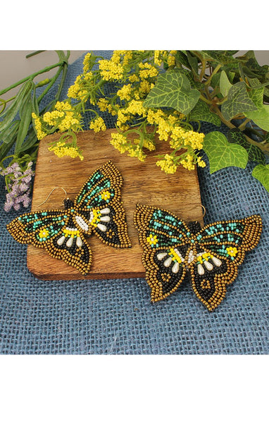 Estate Sale Chic Bead Butterfly Earrings