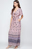 Tie Front Border Print Maxi Dress