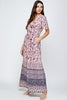 Tie Front Border Print Maxi Dress