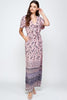 Tie Front Border Print Maxi Dress