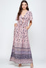 Tie Front Border Print Maxi Dress