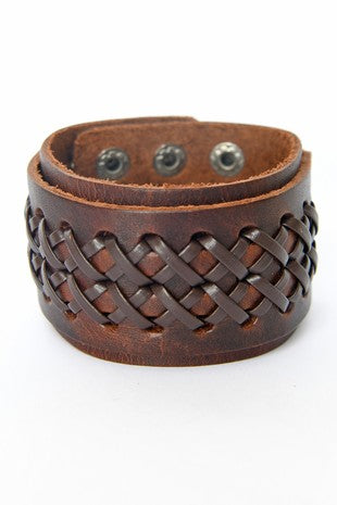 Stitched Leather Cuff Bracelet