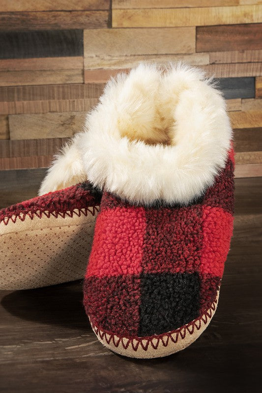 Hand Knitted Checkered Slippers