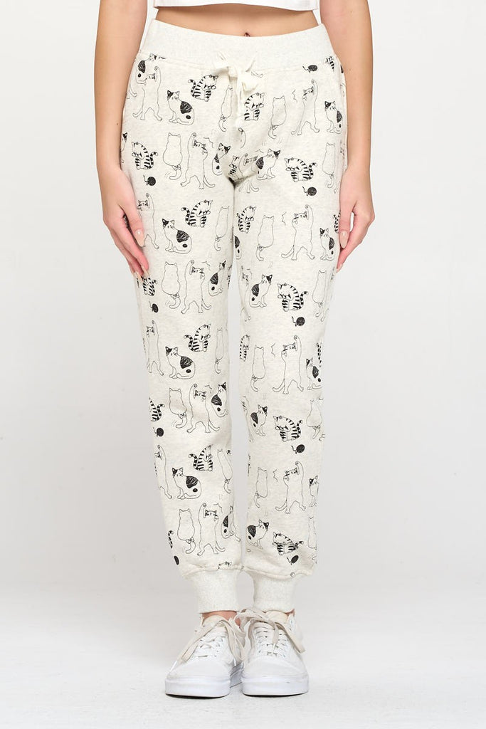 All Over Cat Print Sweatpants