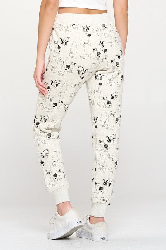 All Over Cat Print Sweatpants