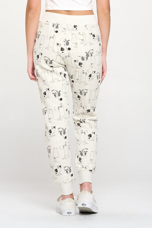 All Over Cat Print Sweatpants
