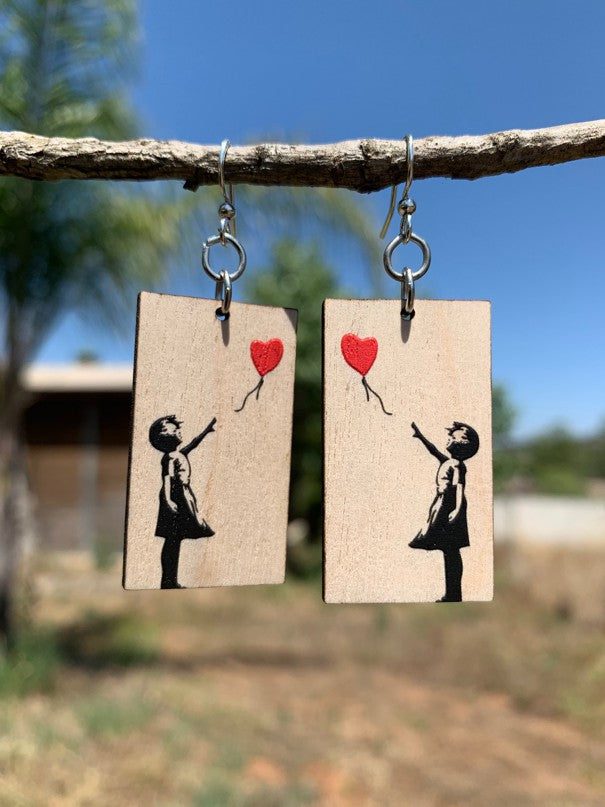 Wooden Banksy Earrings