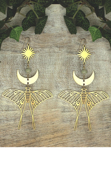 Celestial Luna Moth Oversized Earrings