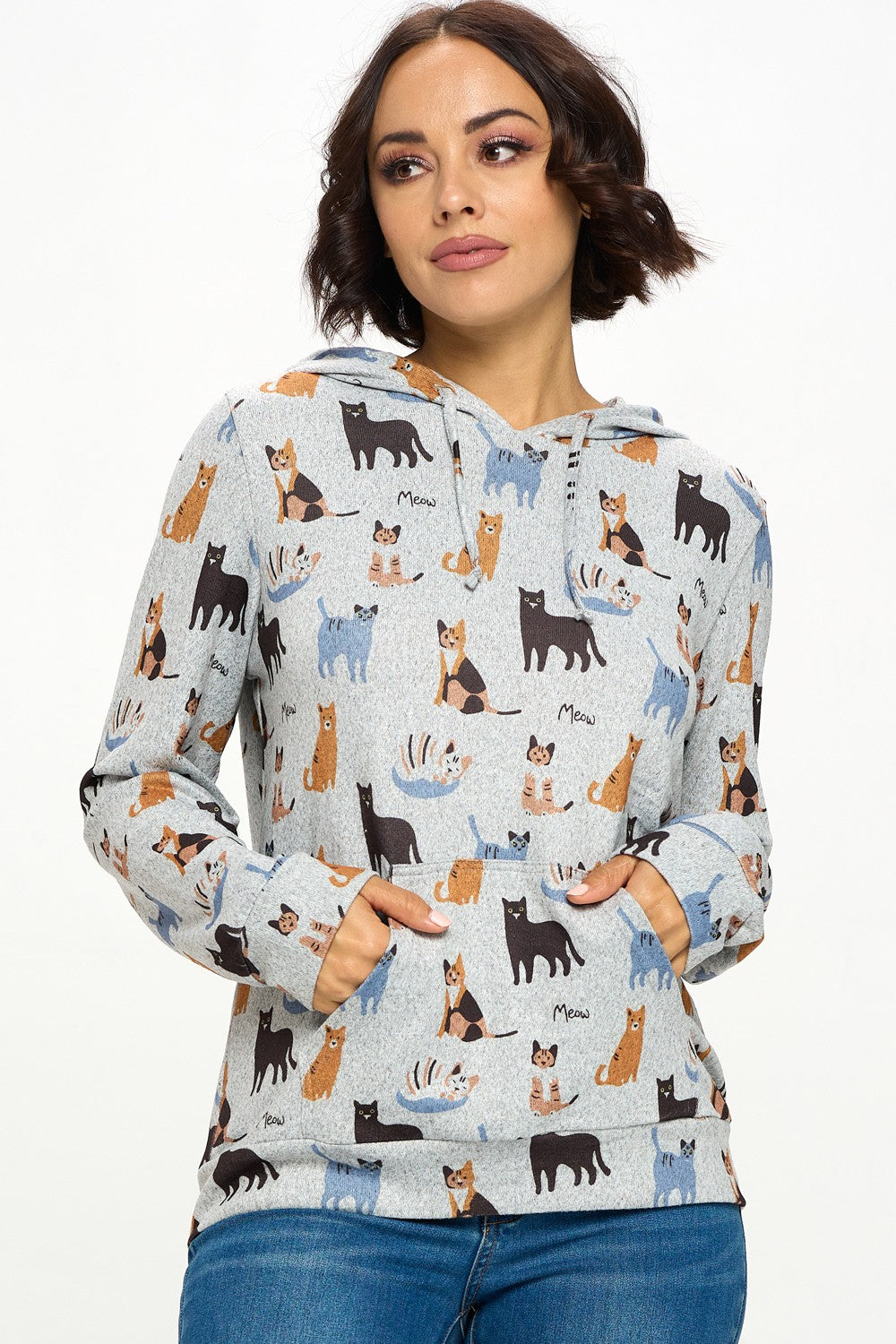 Kitty Cat Printed Hoodie