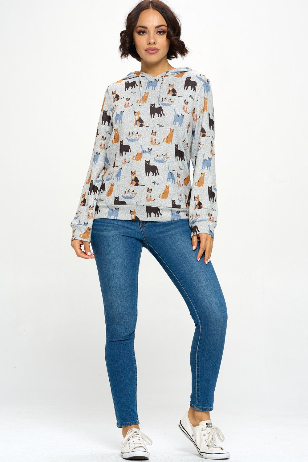 Kitty Cat Printed Hoodie