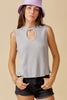 Waffle Knit Keyhole Top