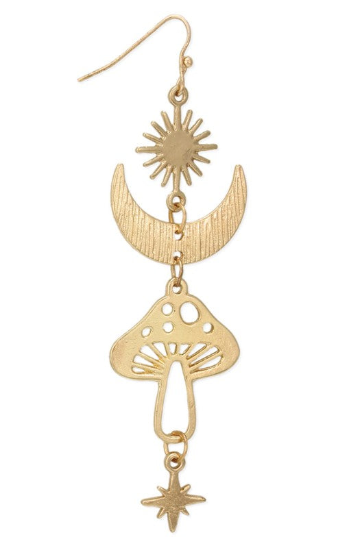 Magical Mushroom Lunar Gold Earrings