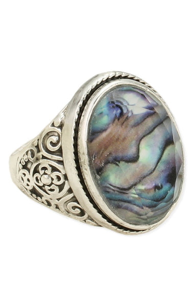 Vintage Silver Scroll Shell Ring