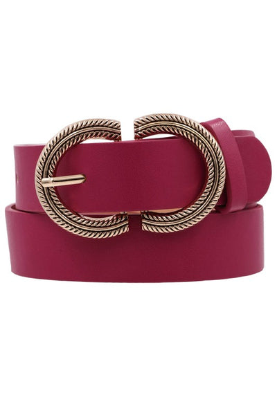 Faux Leather Textured Metal Belt