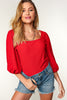 Fitted Crinkle Bubble Sleeve Top