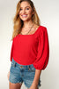 Fitted Crinkle Bubble Sleeve Top