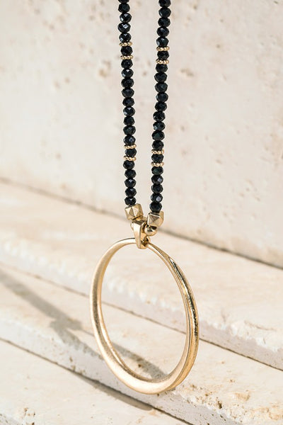 Beaded Metal Ring Necklace