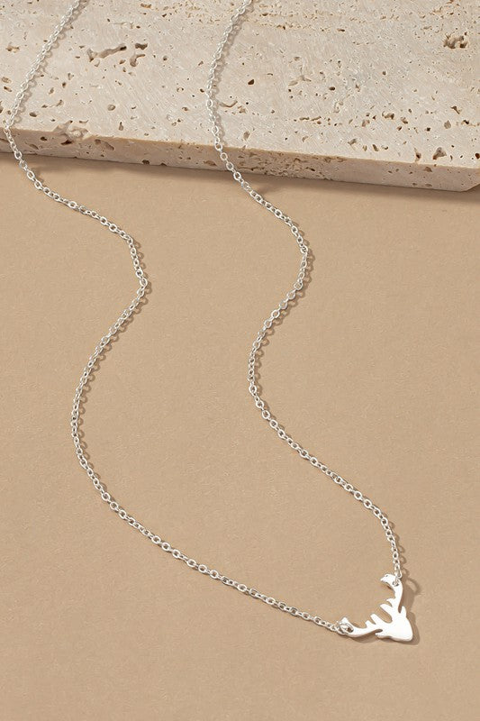 Brass Reindeer Pendant Necklace