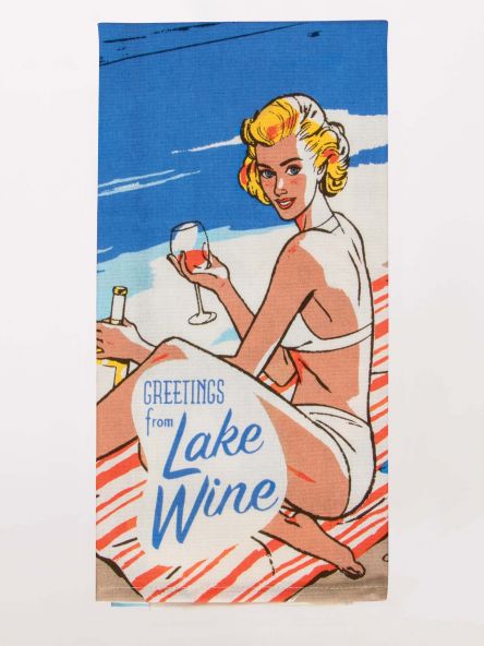 Blue Q Lake Wine Dish Towel