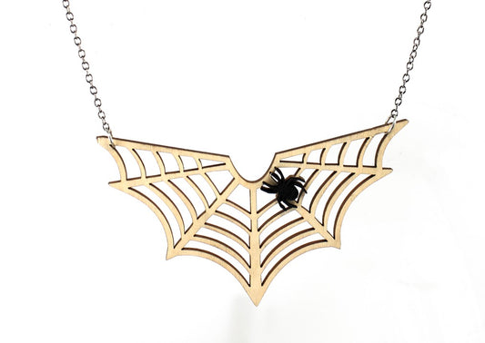 Wooden Spider Web Necklace