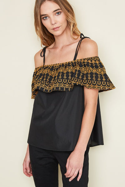 Embroidered Off the Shoulder Top