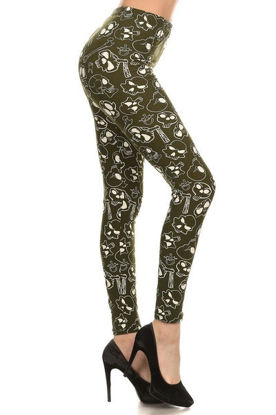 Skull and Axe Print Leggings