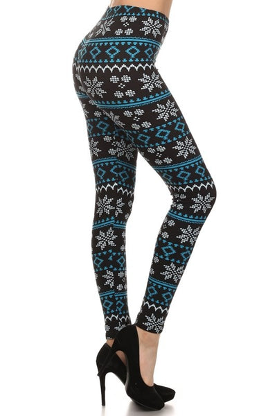 Pixelated Snowflake Print Leggings