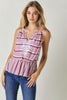 Stripe V-Neck Ruffle Top