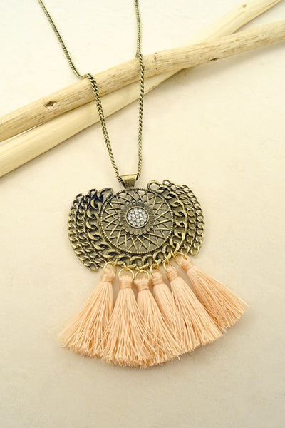 Tassel & Rhinestone Statement Necklace