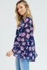 Floral Bell Sleeve Chiffon Top w/ Cami Slip