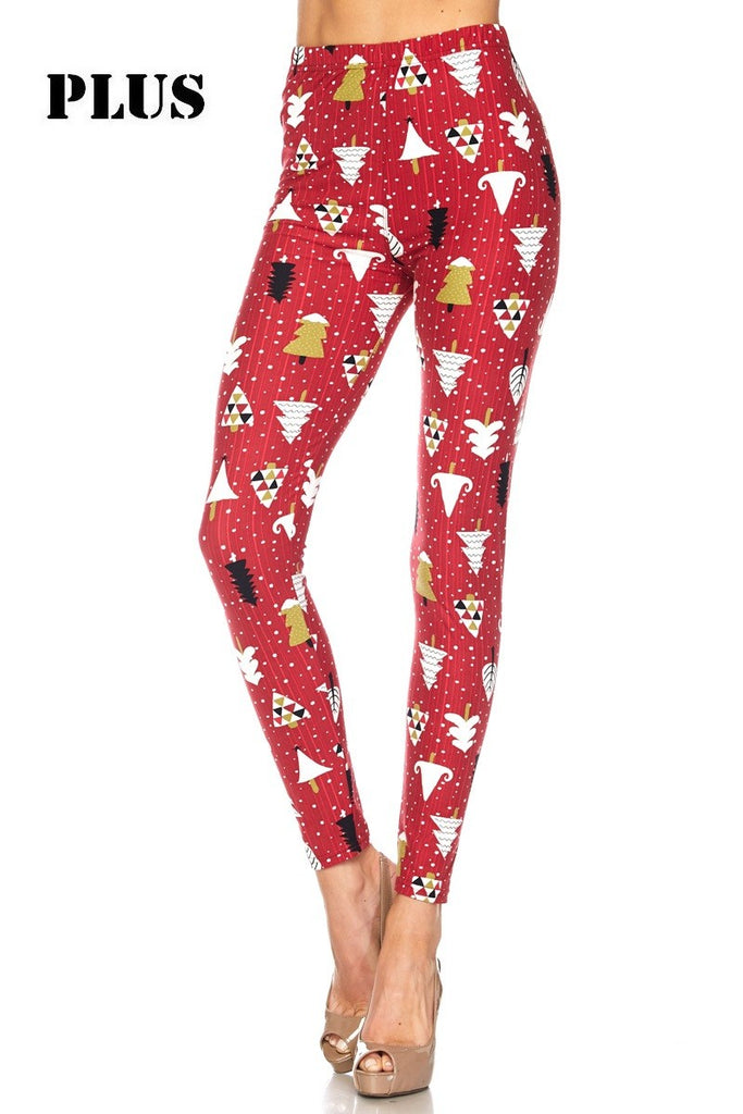 Plus Size Tree Print Leggings