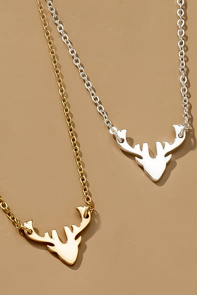 Brass Reindeer Pendant Necklace