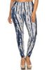 Plus Size Blue Tie Dye Print Leggings