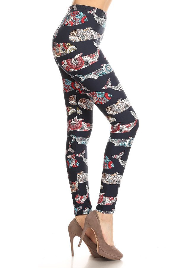 Whale Paisley Printed Leggings