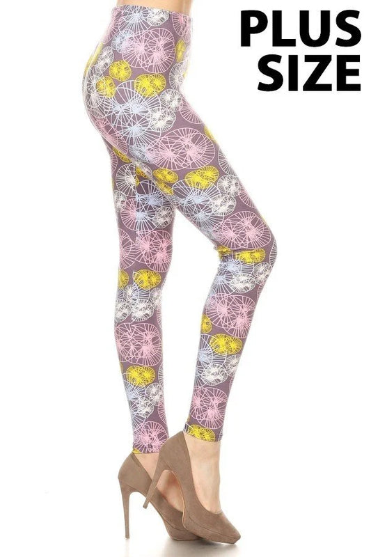 Plus Size Pastel Print Leggings