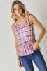 Stripe V-Neck Ruffle Top