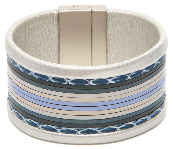 Silver Gray Mixed Band Magnetic Bracelet