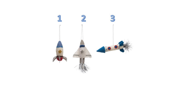 Wool Felt Rocket Ornament - 3 Styles